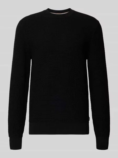 Regular Fit sweter dzianinowy z czystej bawełny model IMBERTO' Boss czarny