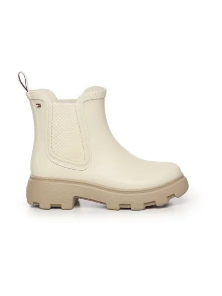 Tommy Hilfiger kalosze RUBBER FLAG CLEATED RAINBOOT beżowy białe