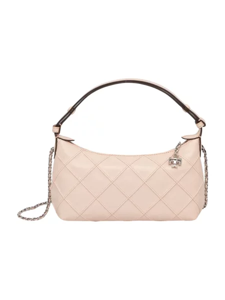 Tory Burch torebka crossbody skórzana Fleming beżowa