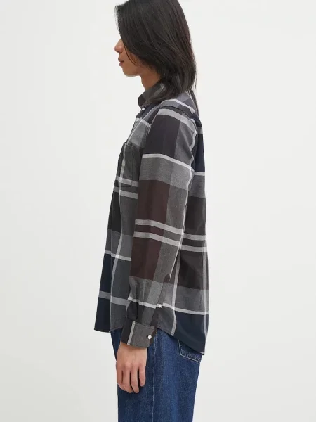 Клетчатая ошейниковый рубашка Barbour синяя