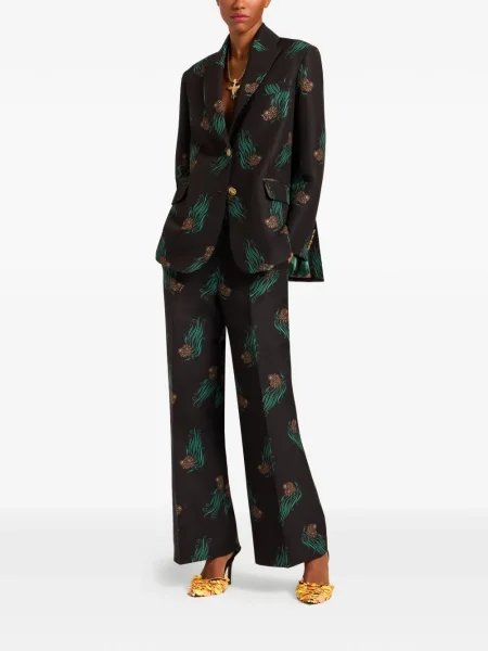Pantaloni La Doublej cu model floral cu imagine negru