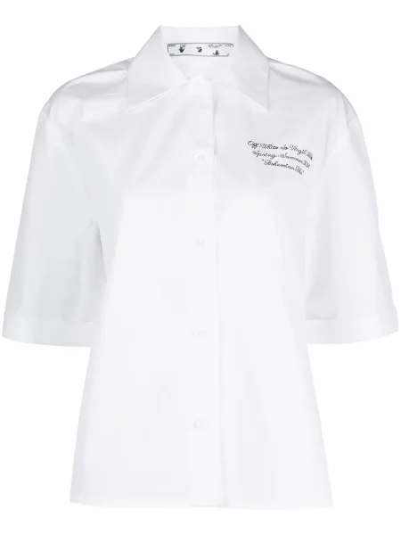 Cămașă Off-white cu broderie alb