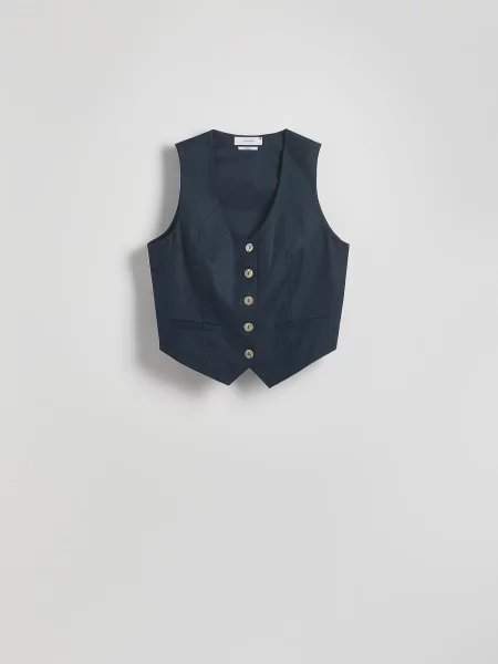 Reserved Лляна жилетка темно-синій синій