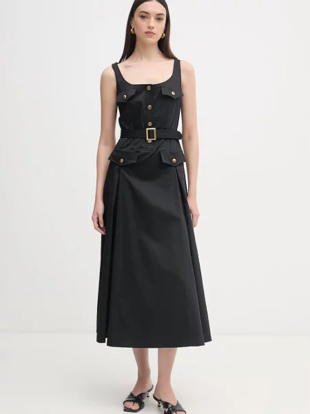 Luisa Spagnoli obleka A-kroja z bombažem Poltrona črna