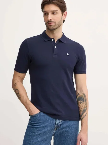 United Colors of Benetton tricou polo barbati marin neted albastru