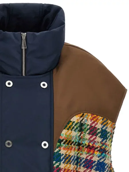 Vestă Marbell în carouri din tweed maro
