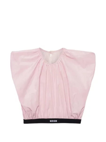 Bluzka Msgm z nadrukiem o krotszym kroju różowa