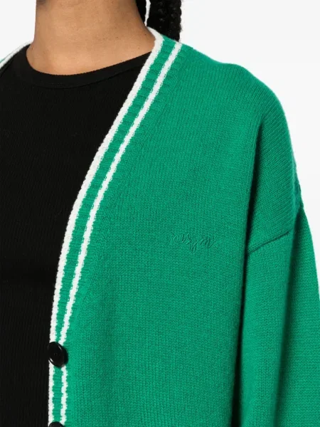 Cardigan Msgm cu dungi tricotate verde