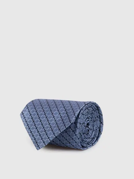 Краватка із шовку у візерунок Stefano Ricci блакитна