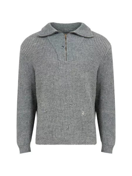 Pulover Maison Margiela zdrențuiți tricotate gri