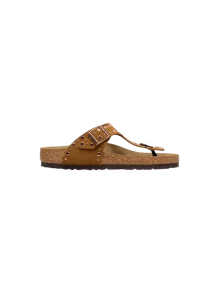 Klapki Birkenstock skórzane brązowe