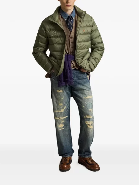Mănuși Polo Ralph Lauren din piele de căprioară cu șireturi cu vârf închis albastru