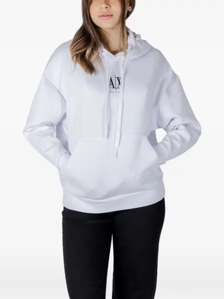 Hanorac cu glugă Armani Exchange cu imagine cu cordon alb