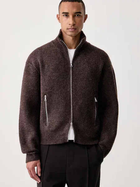 Officine Generale cardigan pentru bărbați cu lână FLORYS maro