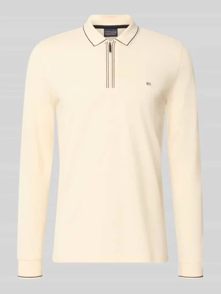 Koszulka polo o kroju slim fit z zamkiem błyskawicznym Christian Berg Men beżowa