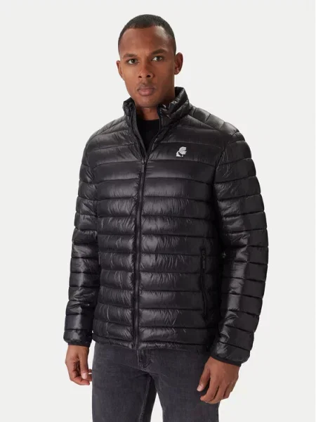 Karl Lagerfeld Prehodna jakna svetlo siva / črna bela