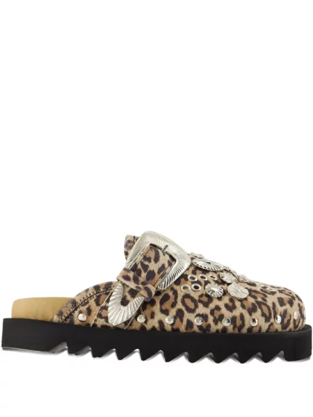 Papuci tip mules Toga Pulla fără toc cu imagine cu model leopard maro