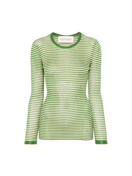 Lniany sweter Valentino Garavani z nadrukiem zielony