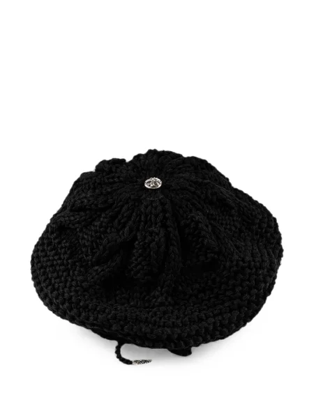 Плетена шапка Chrome Hearts със сърца черно