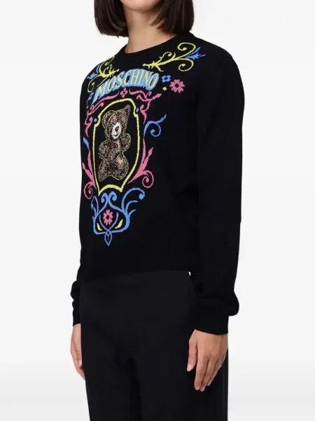 Ursuleț de pluș pulover Moschino din jacard negru
