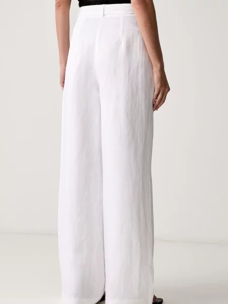 Le Privé spodnie regular z lnem FRANCOISE TROUSERS BLANC białe