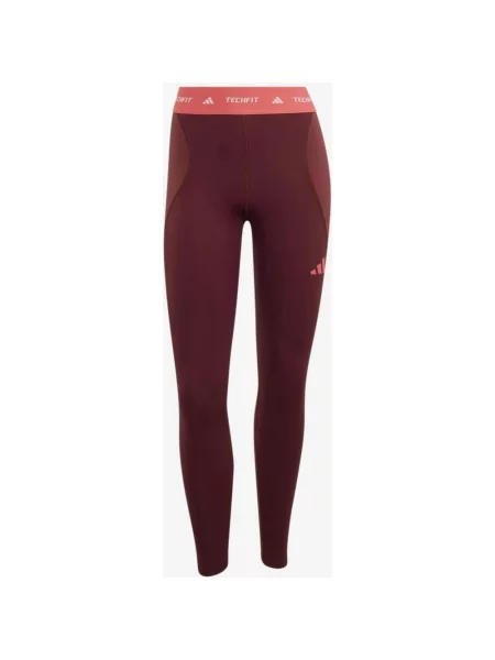 Długie legginsy adidas Techfit Workout bordowo-koralowe XS czerwone