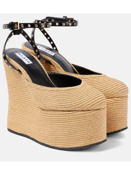 Sandale Alaïa din piele cu pană bej
