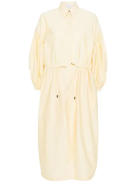 Maksi sukienka koszulowa Brunello Cucinelli garniturowa żółta