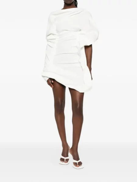 Rochie mini Issey Miyake asimetrică drapată alb