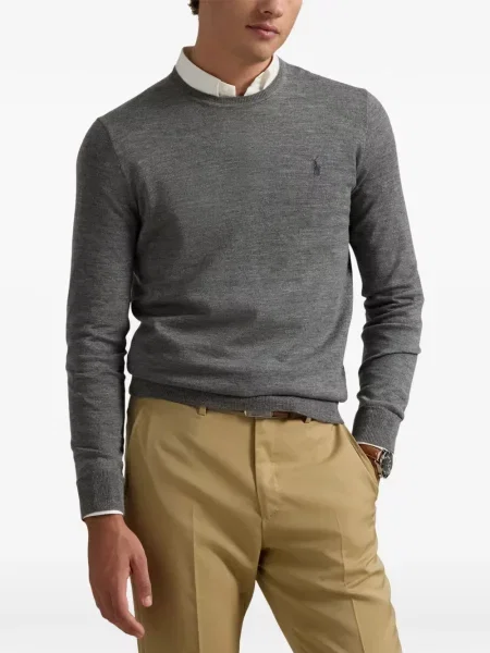 Fleece polo Polo Ralph Lauren με κέντημα με λαιμόκοψη v κόκκινο
