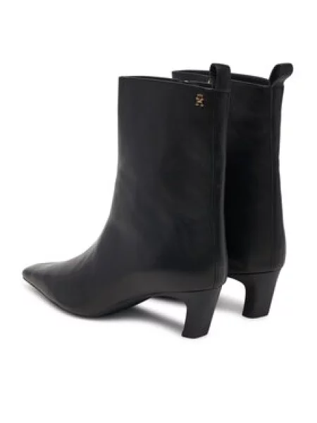 Tommy Hilfiger Škornji Kitten Heel Leather Ankle Boot črna