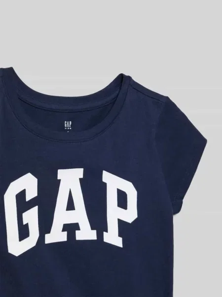 Koszulka z nadrukiem logo krój regular fit Gap granatowa