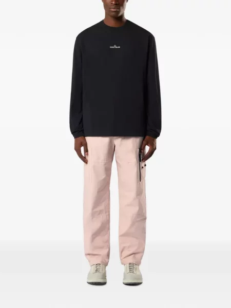 Lung tricou Stone Island cu imagine negru
