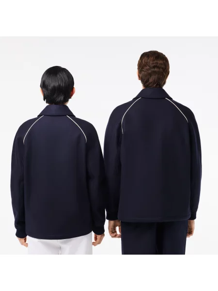 Lacoste Kurtka Premium Wool Varsity Badge granatowa