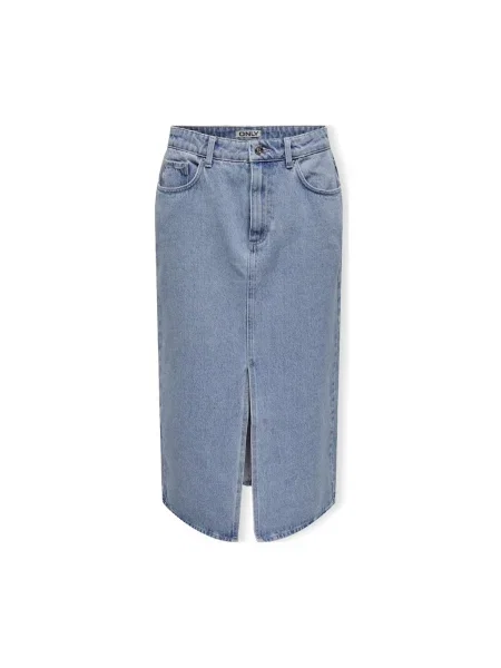 Fustă din denim Only până la genunchi albastru