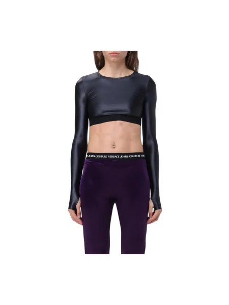 Krótki top Versace Jeans Couture elegancki czarny