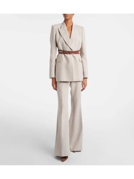 Pantaloni Gabriela Hearst cu talie înaltă de lână bej