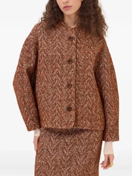 Geacă Ottod’ame cu model herringbone maro