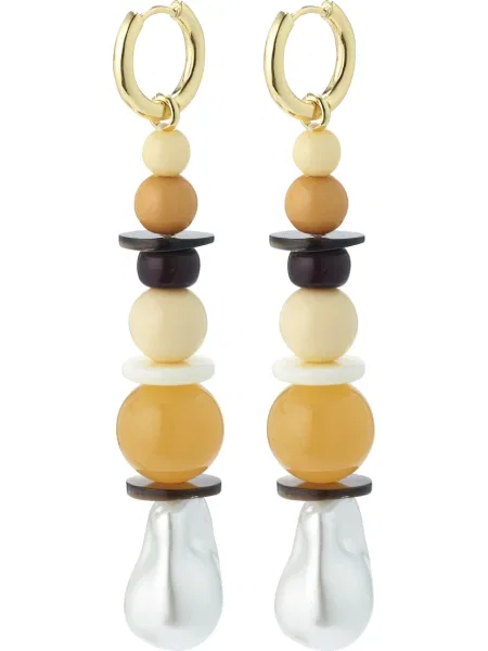 Pilgrim Uhani Naila kremna / rumena / zlata črna