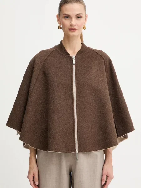 Двостороннє пончо з додаванням вовни MAX&Co. бежевий