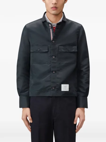 Cămașă Thom Browne din țesătură twill albastru