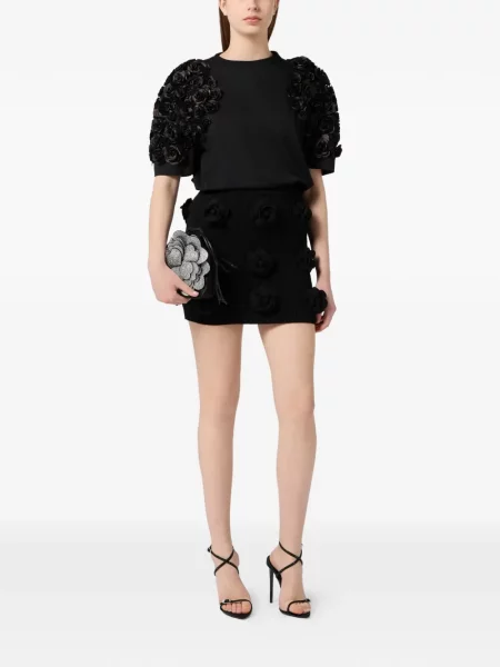 Fusta mini Philipp Plein cu model floral negru