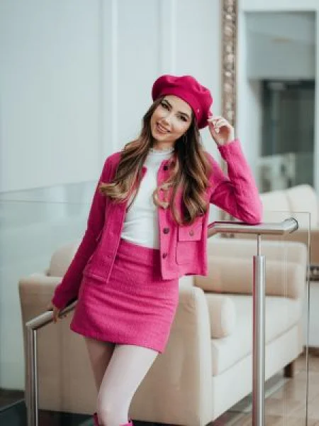 Fustă tip creion Trendyol din tweed roz