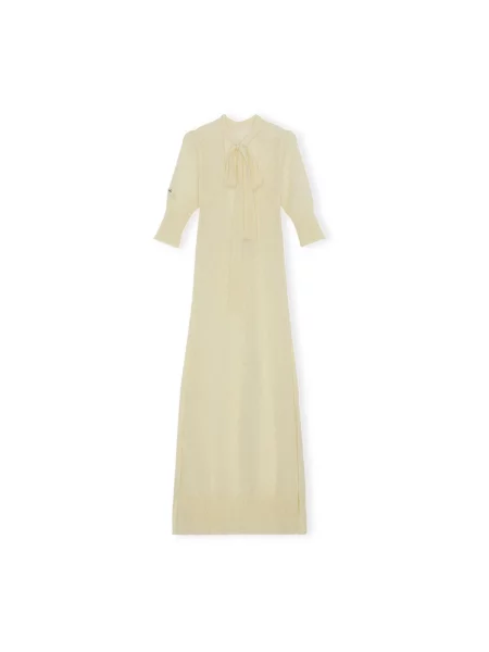 Sukienka midi Ganni elegancka do kolan beżowa