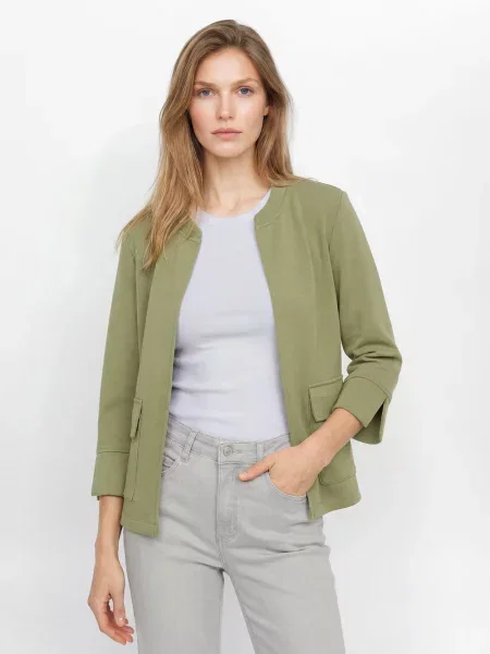 Bluza o kroju relaxed fit z dzianiny scuba z mieszanki modalu S.oliver Red Label zielona