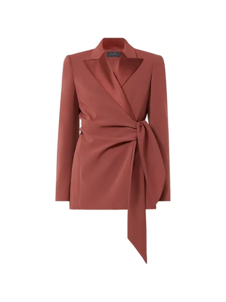 Cu centură sacou Max Mara din satin cu rever maro
