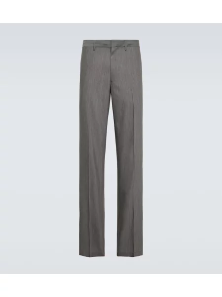 Vlněné kalhoty Prada šedé