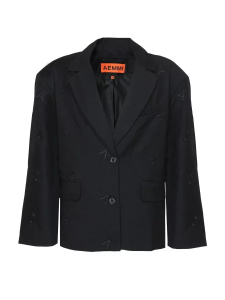 AEMMI Blézer OVERSIZED ALL OVER LOGO BLAZER' fekete
