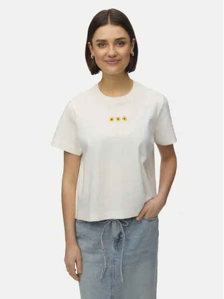 VERO MODA Tričko VMSARA METTE hnedá / žltá / medová biela
