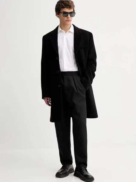 Filippa K płaszcz z dodatkiem wełny czarny